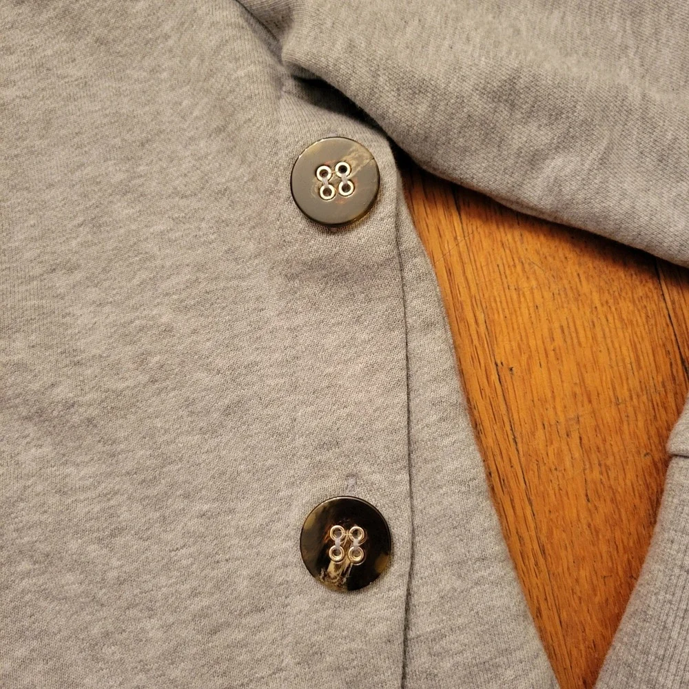 Soft Surroundings Gray Turtle Neck LIDIA Button‎ Detail Sweatshirt Pullover Cozy